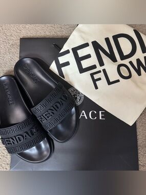 Fendace 💯% Authentic Fendi Flow x Versace Collaboration Iconic luxurious Slides